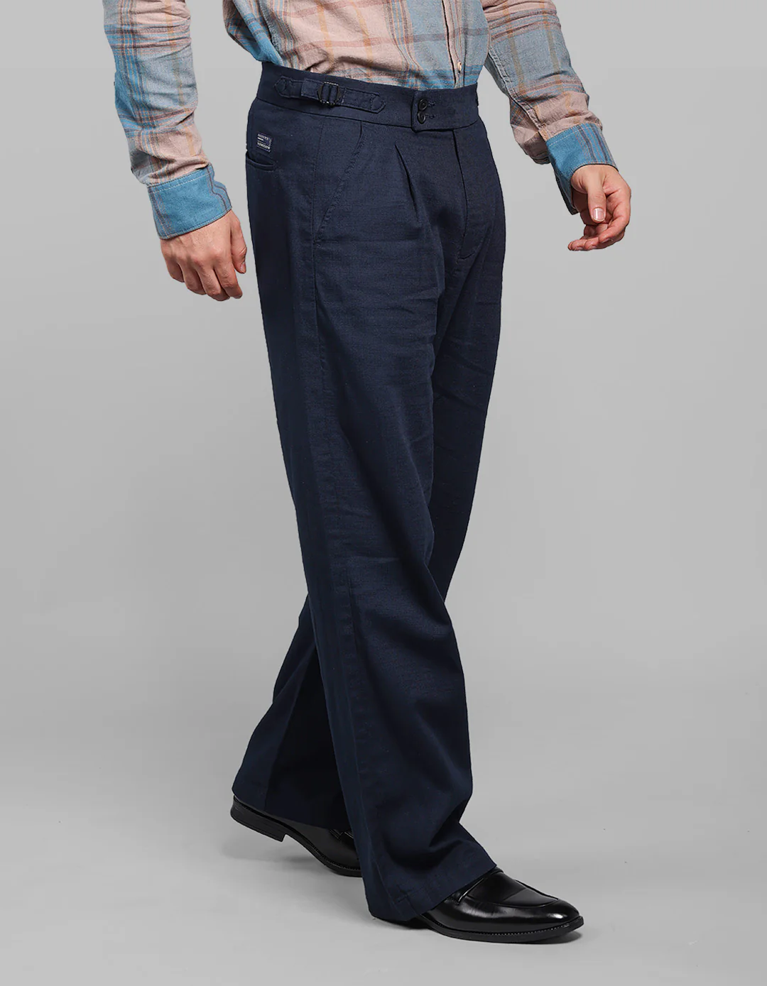 Dark Navy Pleated Korean Fit Cotton Pants - Image 4