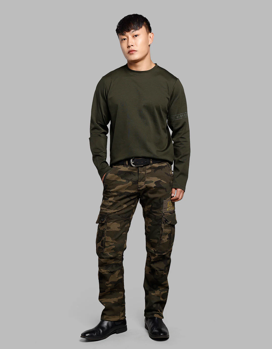 Dark Olive Full Sleeves Round Neck Tee - Image 2