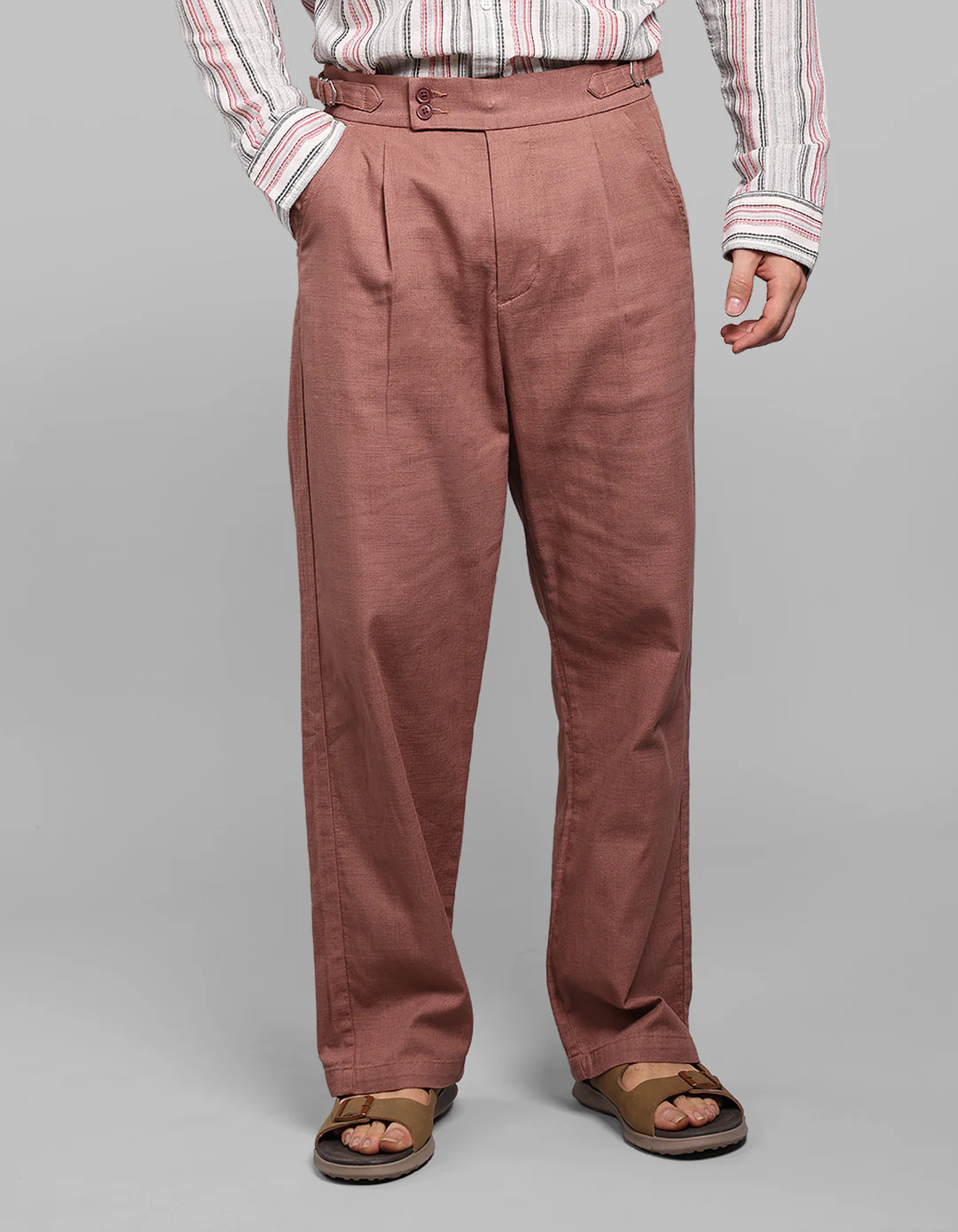 Dark Onion Pleated Korean Fit Cotton Pants