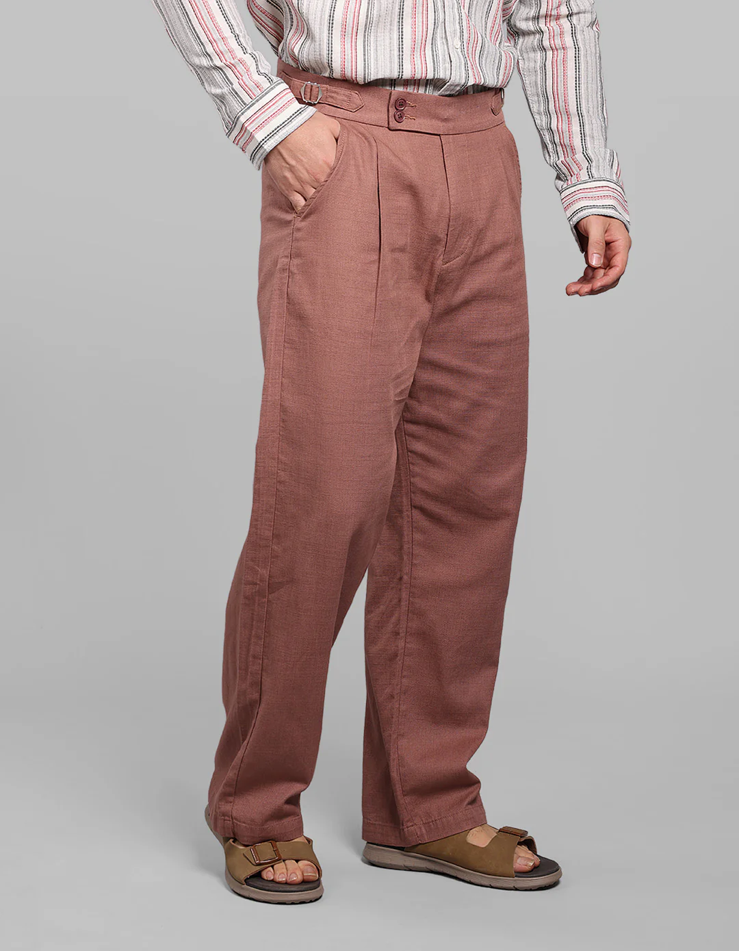 Dark Onion Pleated Korean Fit Cotton Pants - Image 5