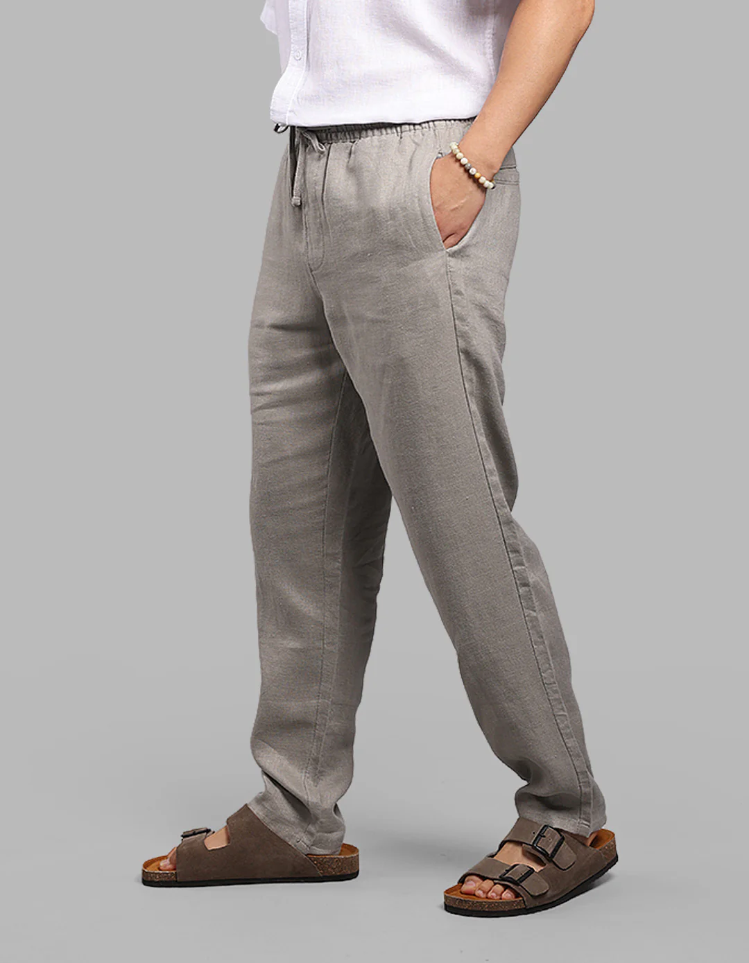 Dark Stone 100% Linen Pant - Image 4