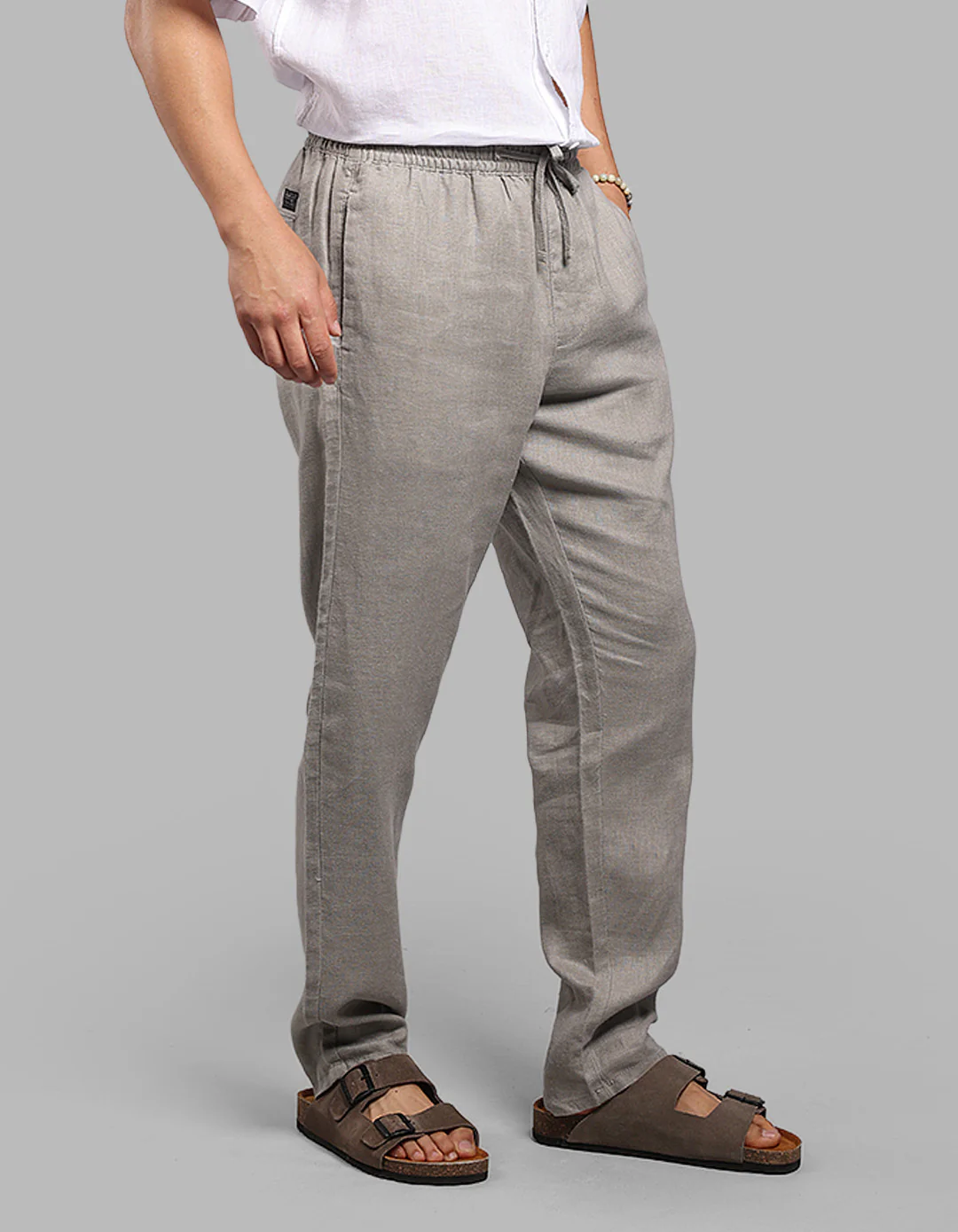 Dark Stone 100% Linen Pant - Image 5