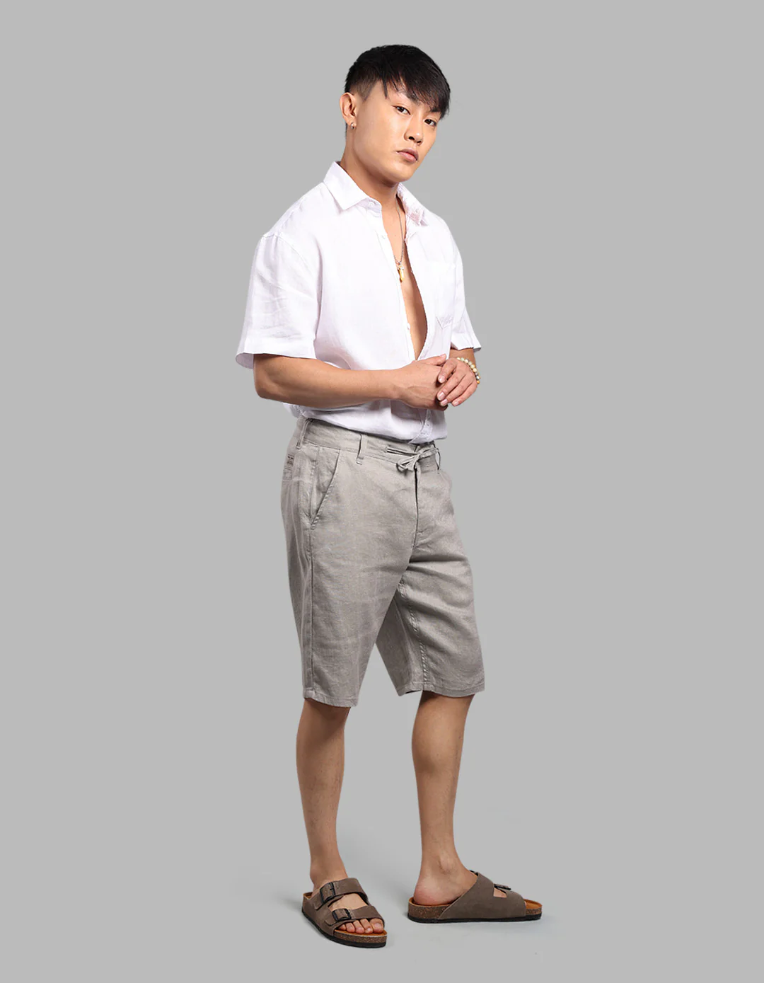 Dark Stone 100% Linen Short - Image 5
