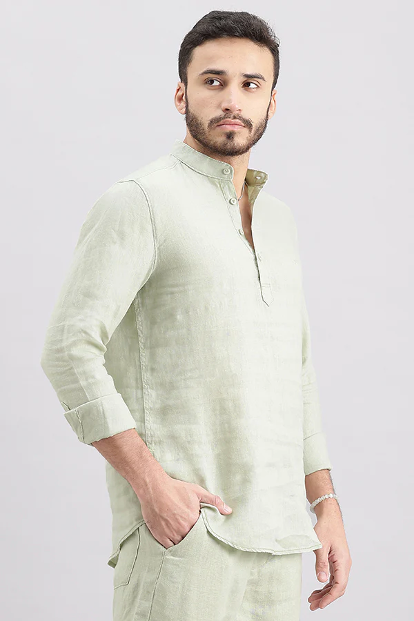 Dark Stone Full Sleeve 100% Linen Shirt - Image 3