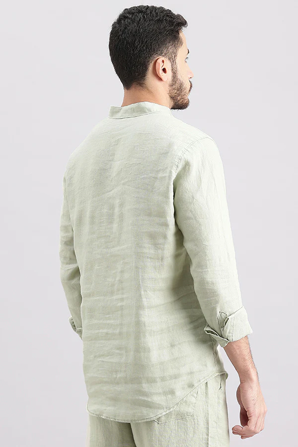 Dark Stone Full Sleeve 100% Linen Shirt - Image 4