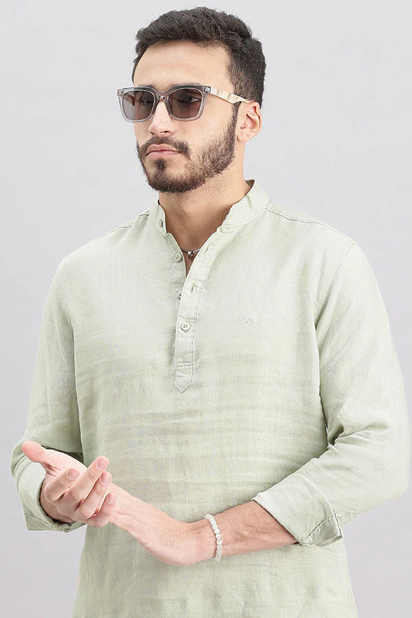 Dark Stone Full Sleeve 100% Linen Shirt - Image 6