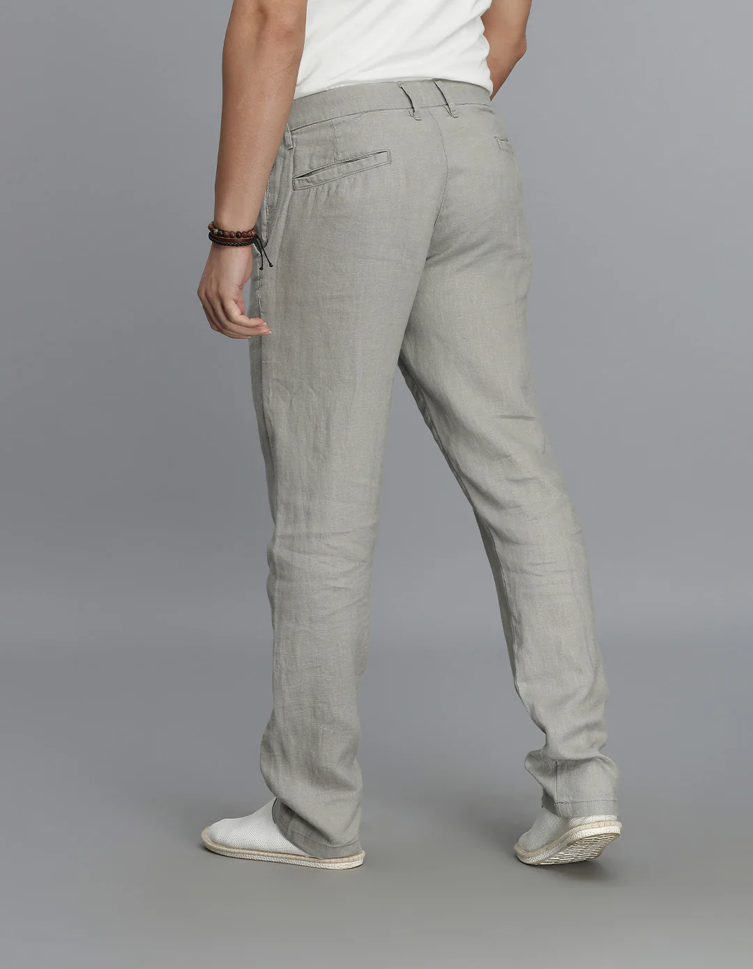 Dark Stone 100% Linen Chino Pant - Image 5