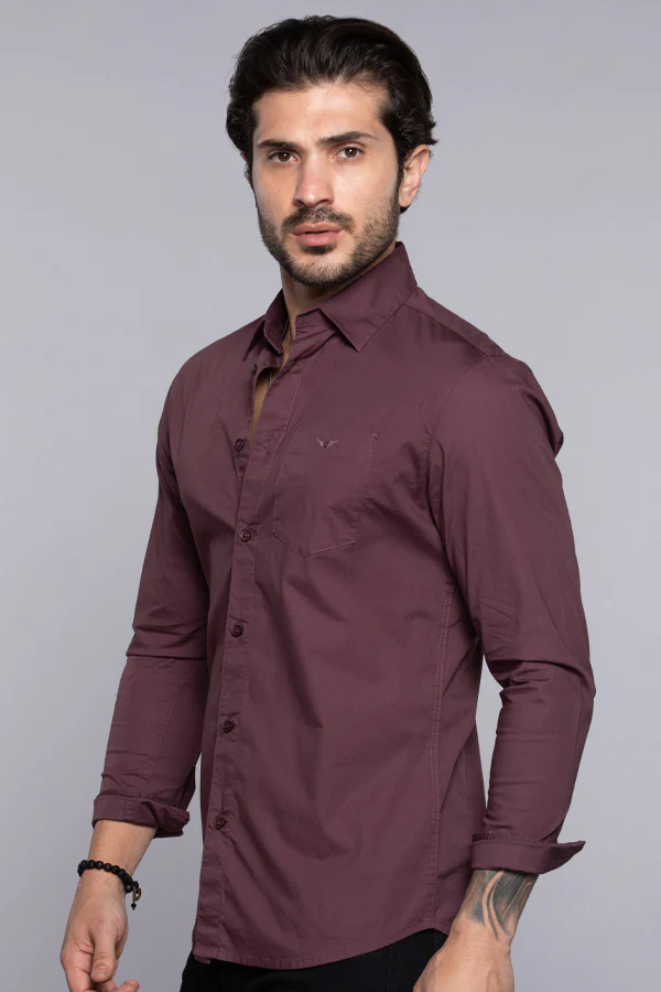 Dull Purple Full Sleeves Solid Shirt - Image 3