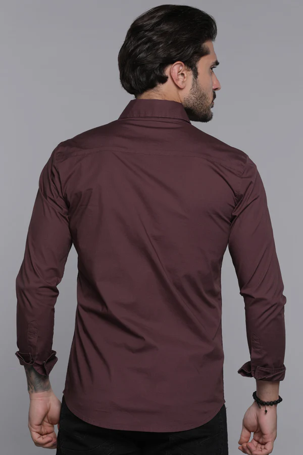 Dull Purple Full Sleeves Solid Shirt - Image 5
