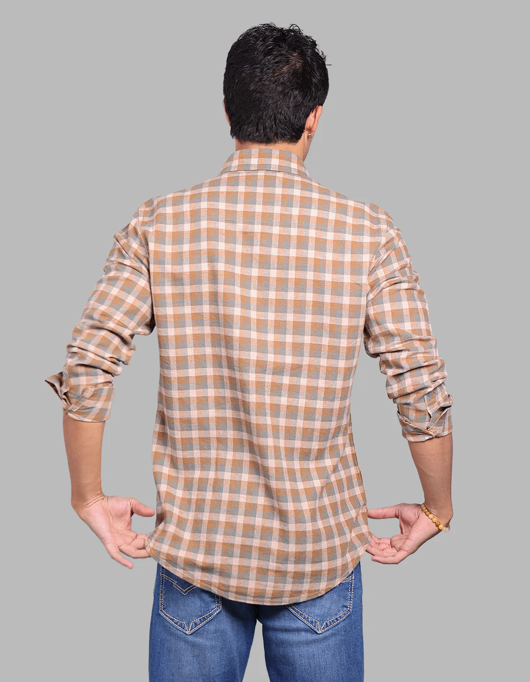 Earth Full Sleeve Linen Blend Check Shirt - Image 5