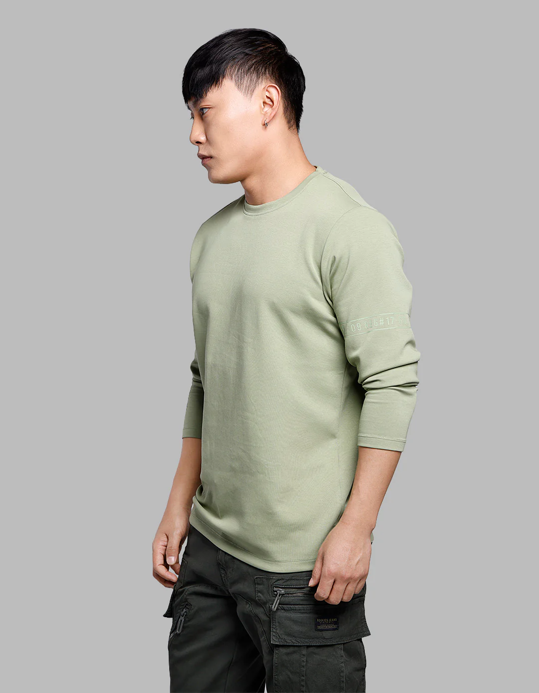 Fern Green Full Sleeves Round Neck Tee - Image 3
