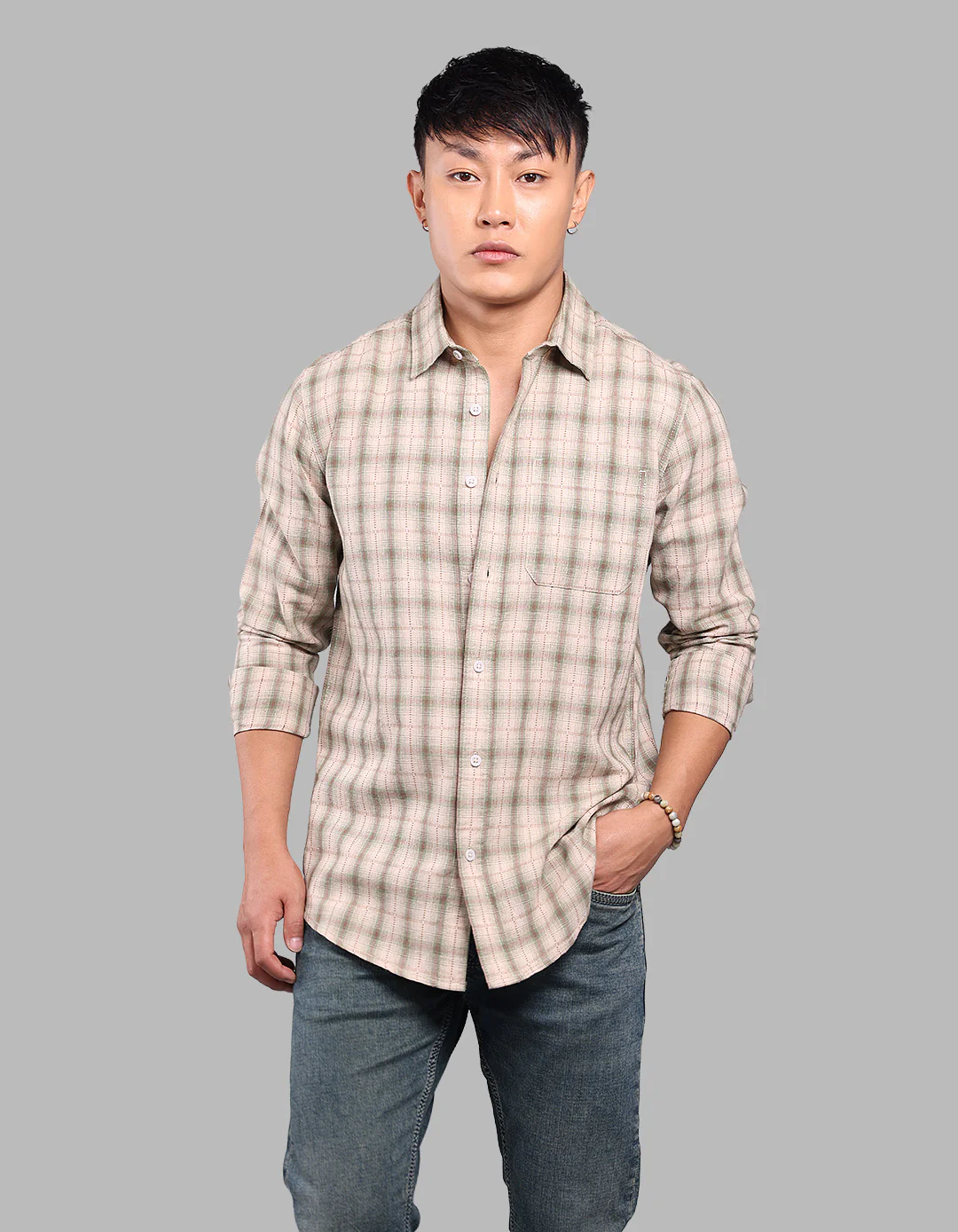 Green Full Sleeve Check Shirt