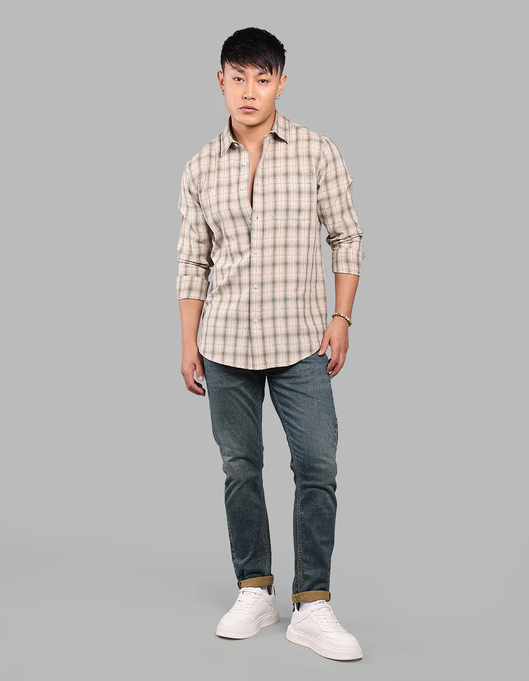 Green Full Sleeve Check Shirt - Image 2