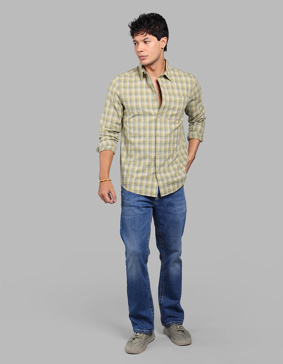 Green Full Sleeve Check Shirt - Image 2