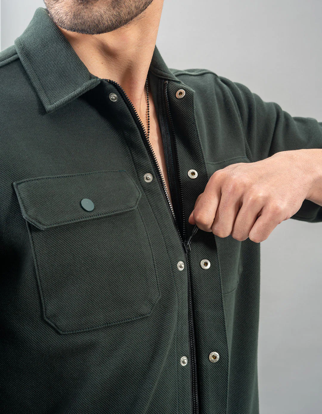 Green Full Sleeve Knit Shacket - Image 6