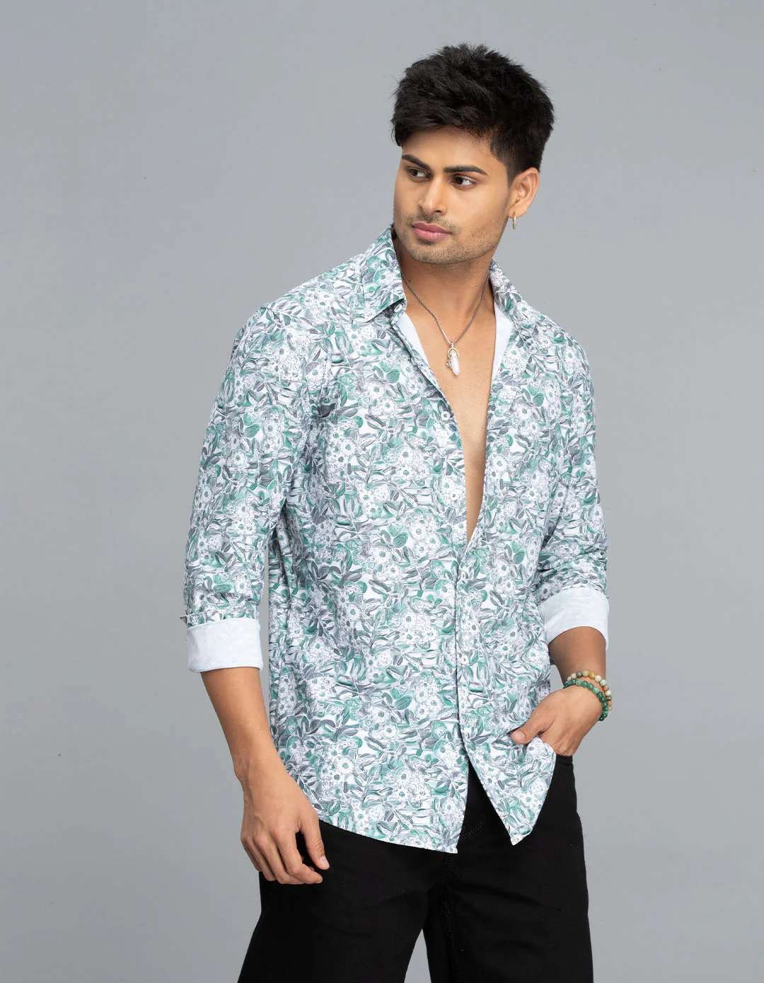 Green Full Sleeves Printed Shirt - Image 4
