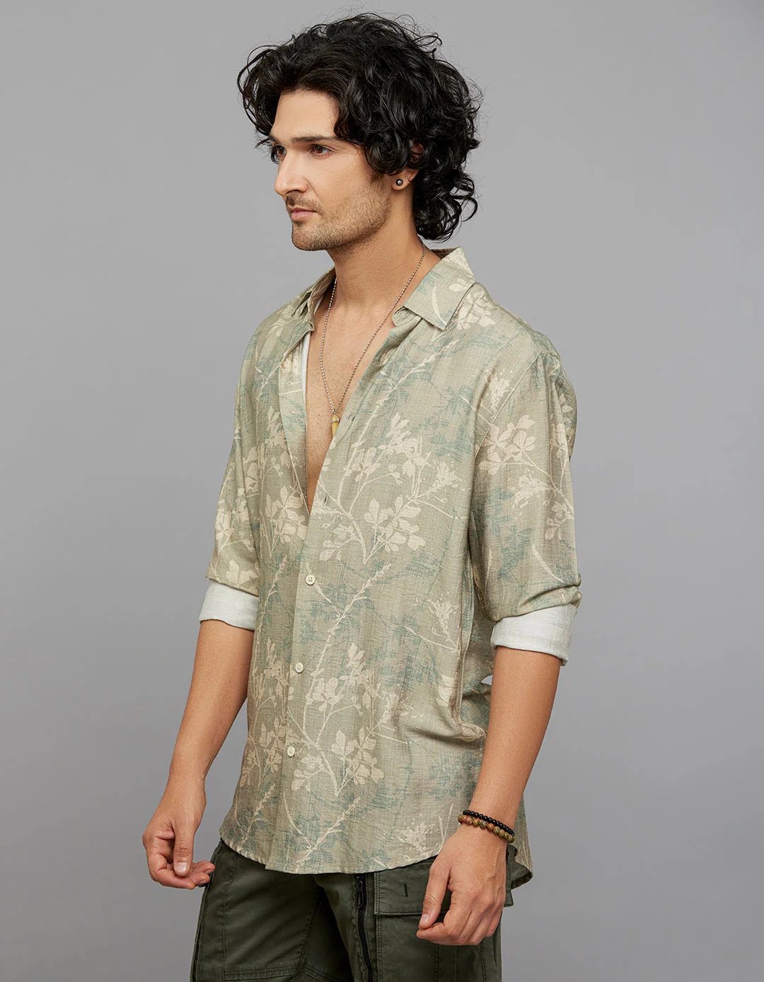 Green Full Sleeves Printed Shirt - Image 3