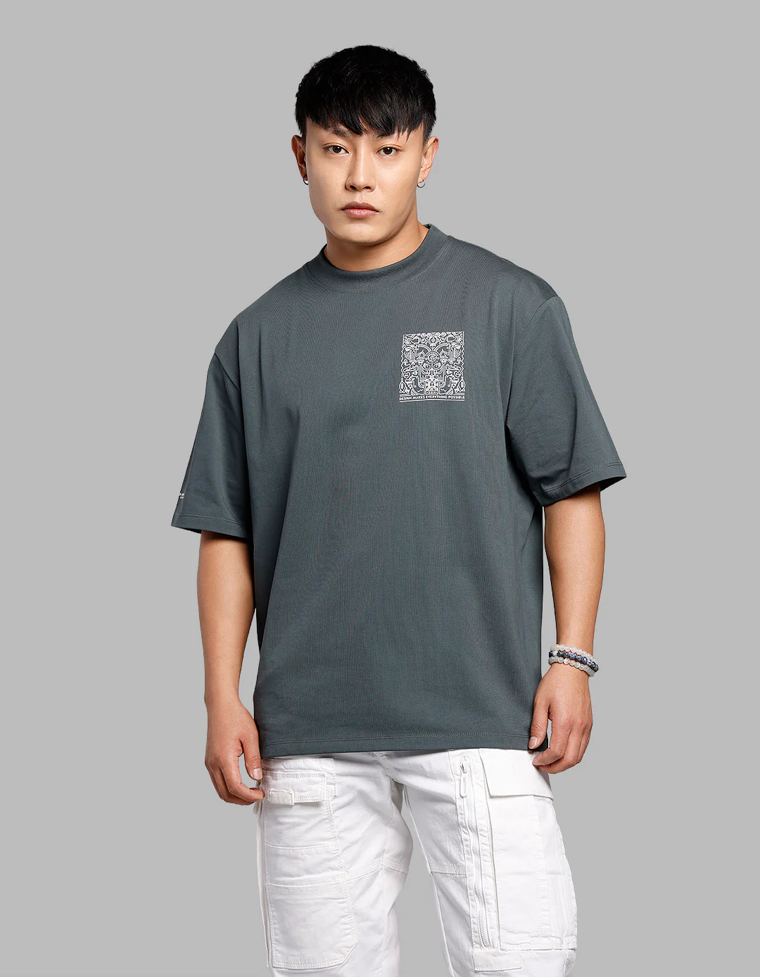Green Half Sleeves Oversize Tee - Image 2