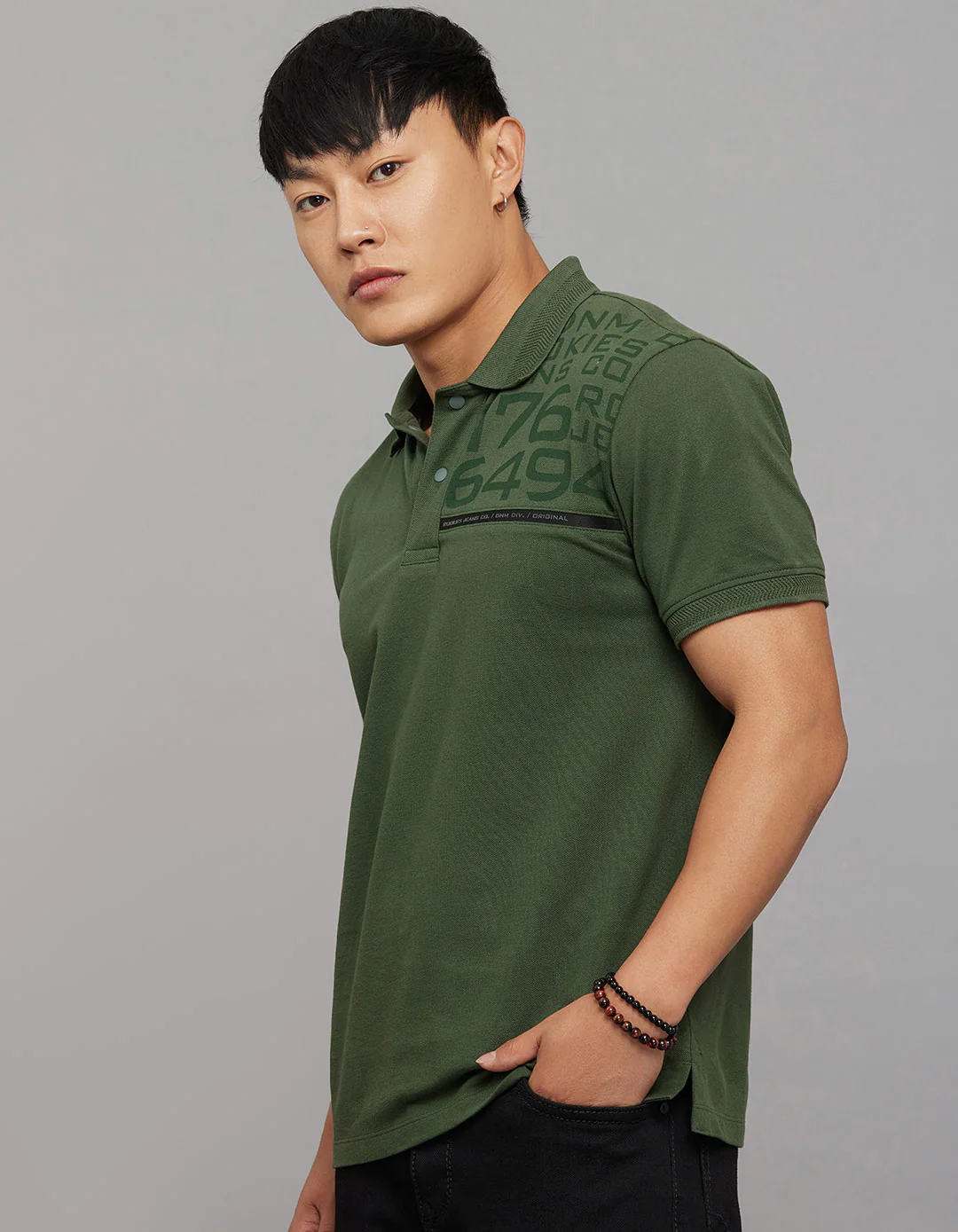 Green Half Sleeves Pique Polo Tee - Image 3