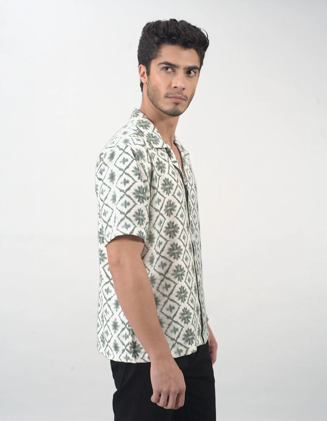 Green Half Sleeves Printed Shirt - Image 4