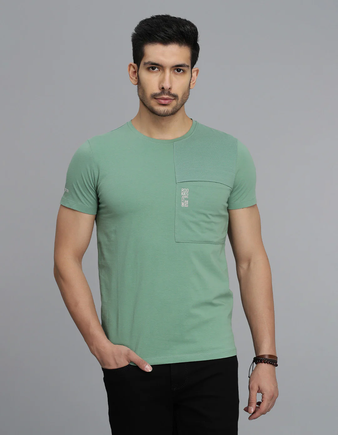 Green Half Sleeves Round Neck Tee
