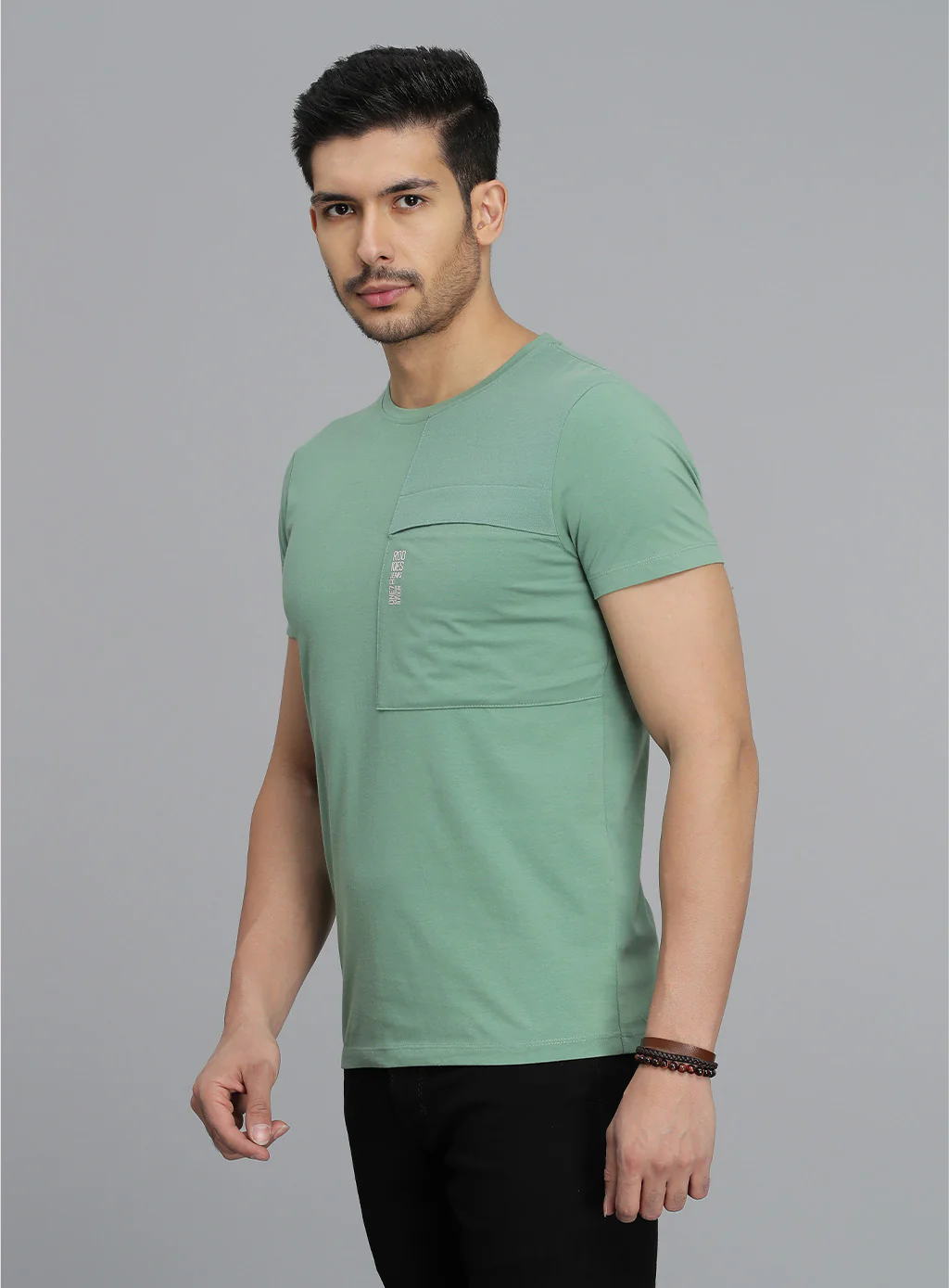 Green Half Sleeves Round Neck Tee - Image 3