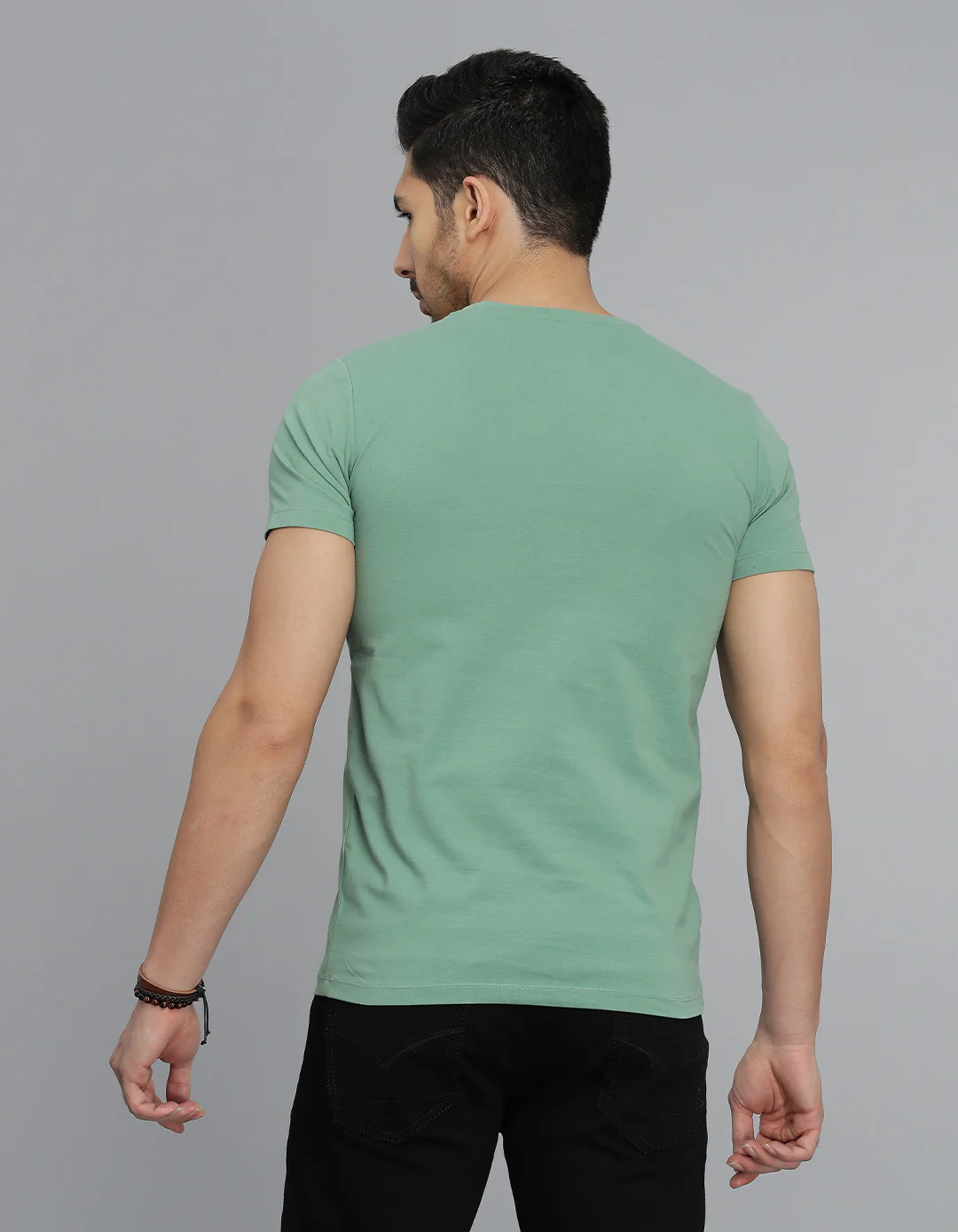Green Half Sleeves Round Neck Tee - Image 5
