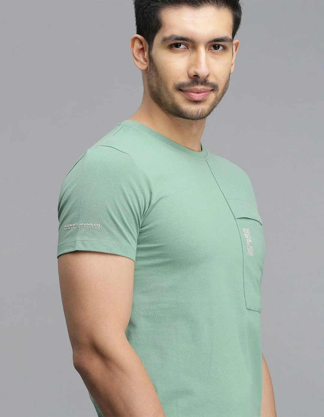 Green Half Sleeves Round Neck Tee - Image 6