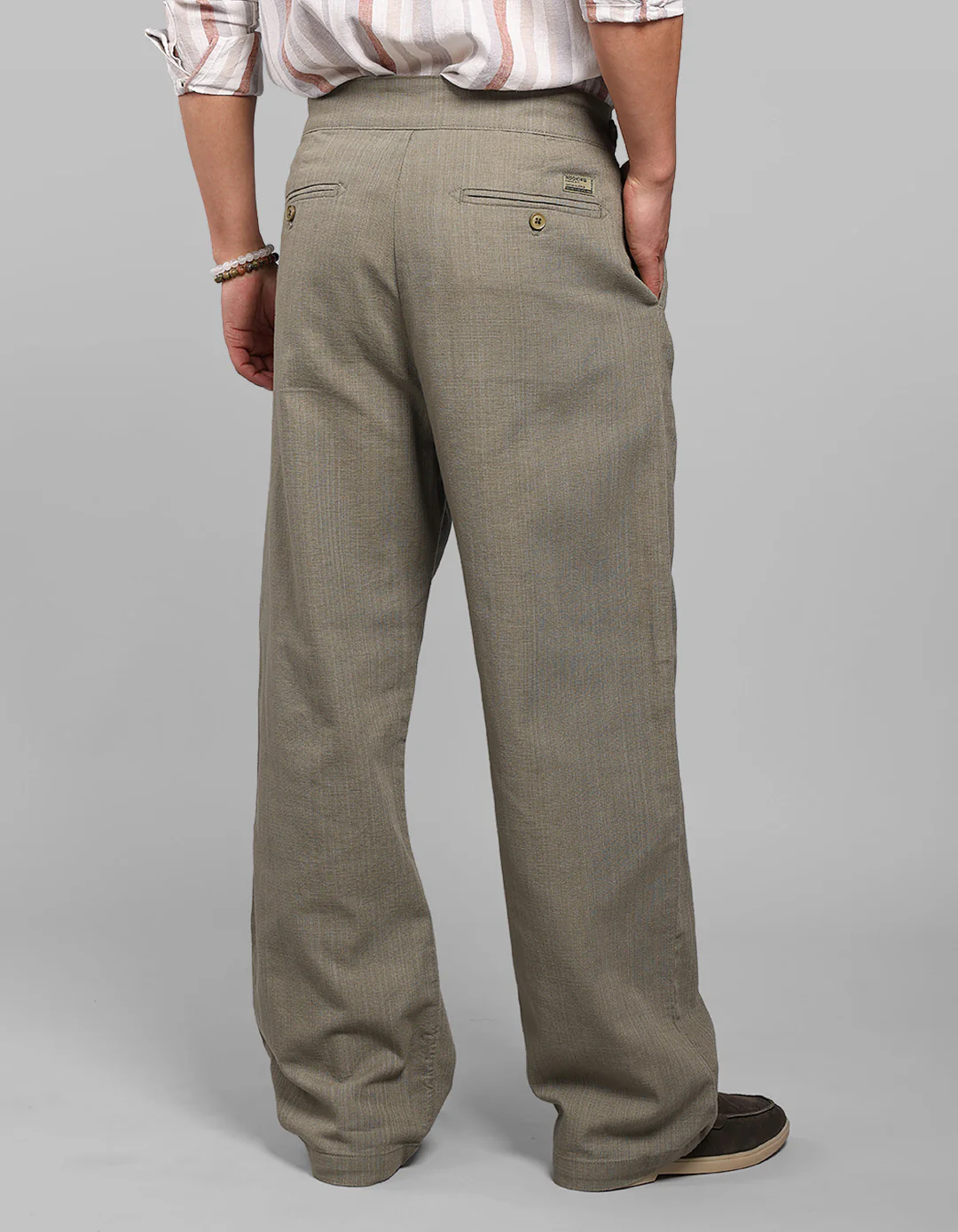Green Pleated Korean Fit Cotton Pants - Image 5