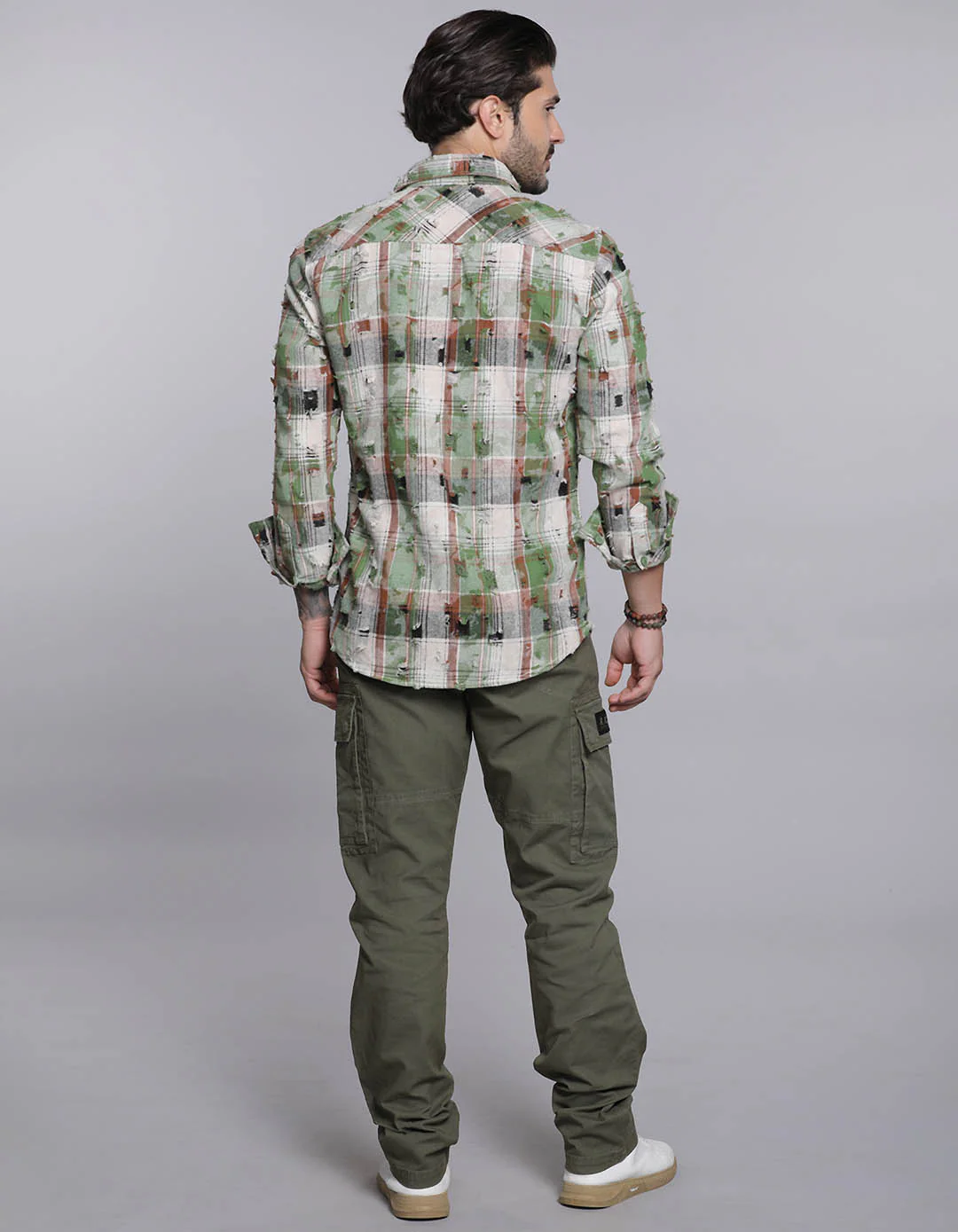 Green Full Sleeves Check Shirt - Image 5