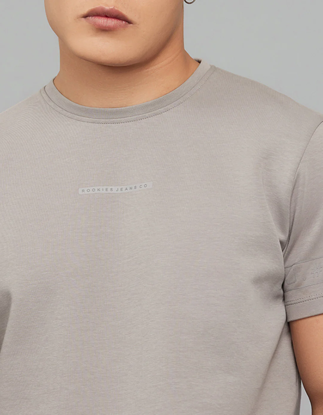 Grey Half Sleeves Round Neck Tee - Image 7