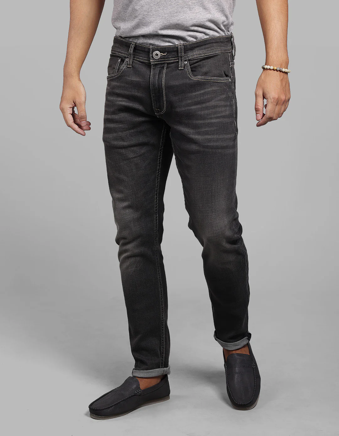 Grey Low-Rise Ankle Length Stretch Jeans