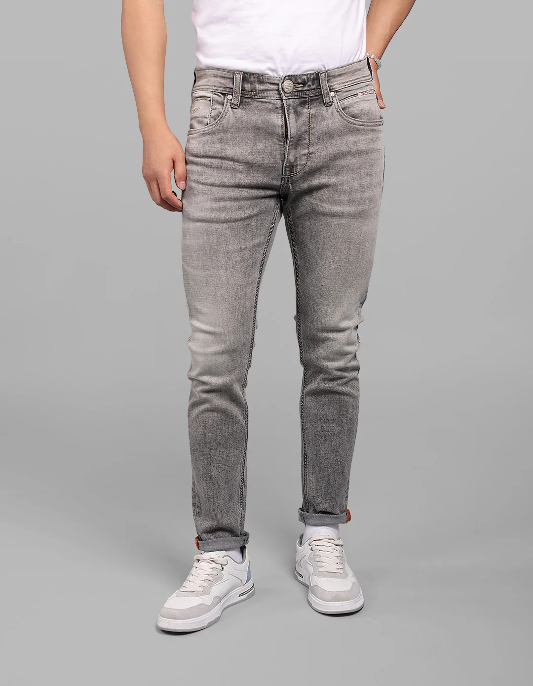 Grey Low-Rise Ankle Length Stretch Jeans