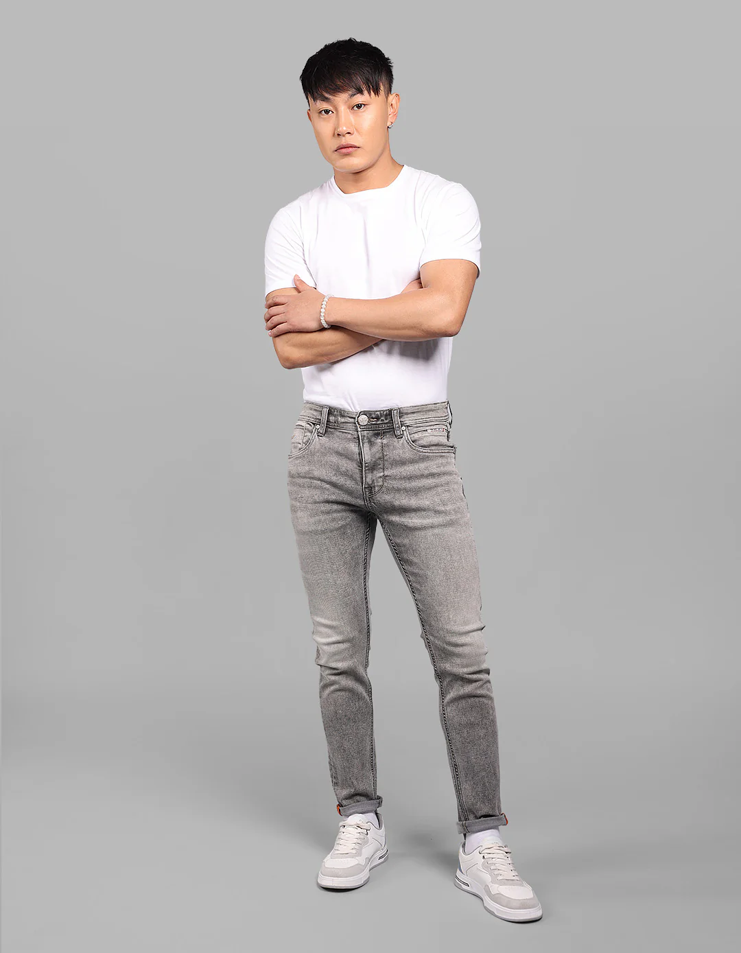 Grey Low-Rise Ankle Length Stretch Jeans - Image 3