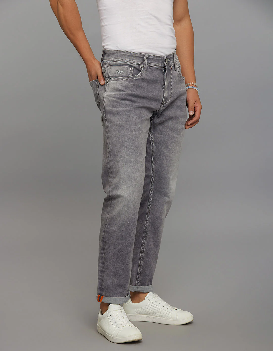 Grey Low-Rise Ankle Length Stretch Jeans - Image 4