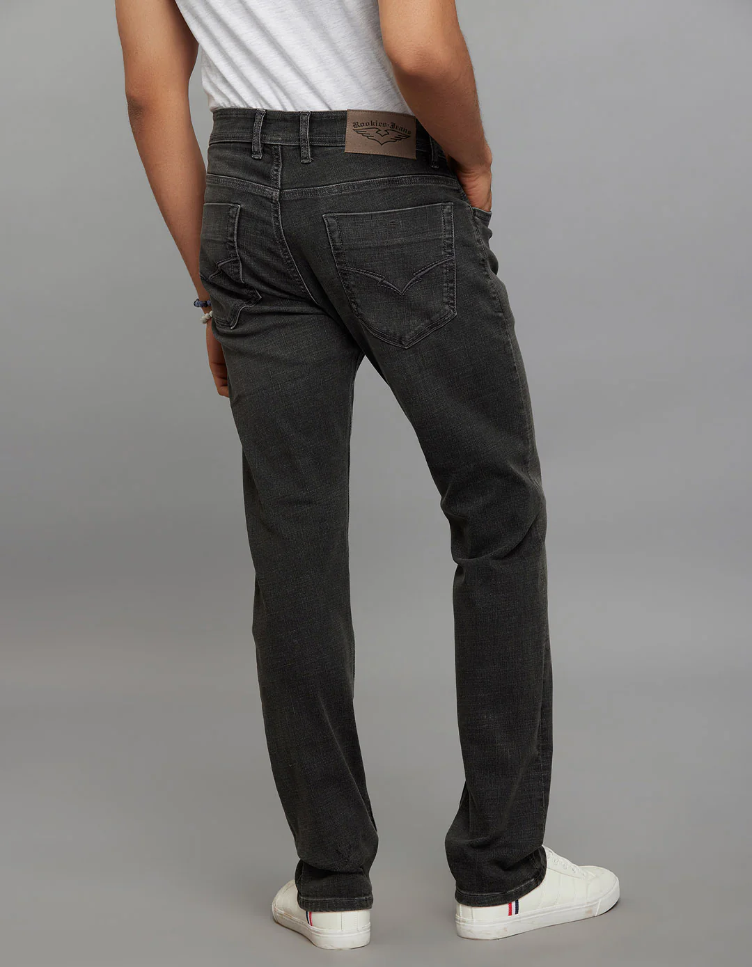Grey Mid-Rise Slim Straight Fit Classic Stretch Jeans - Image 5