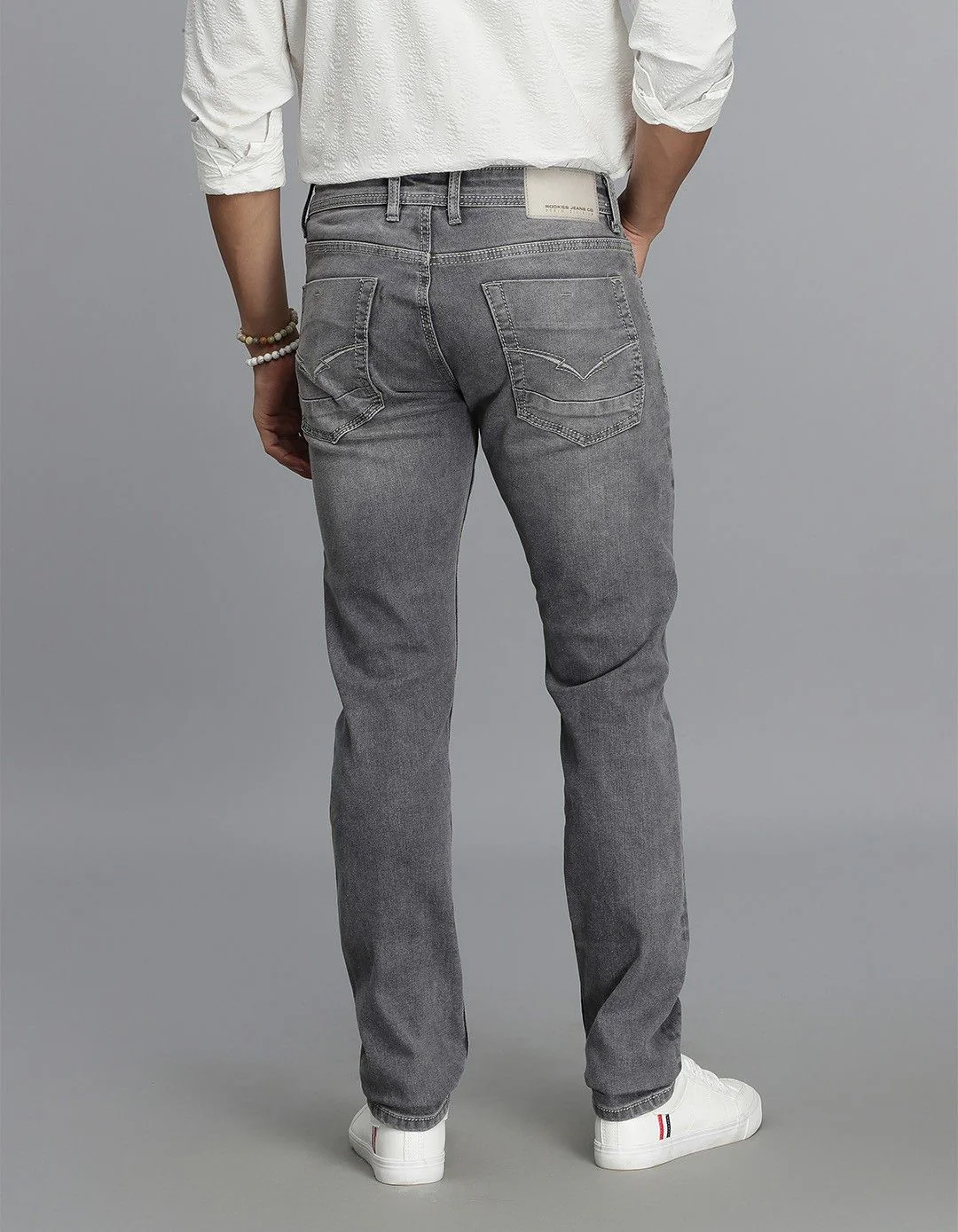 Grey Mid-Rise Slim Straight Fit jeans - Image 2