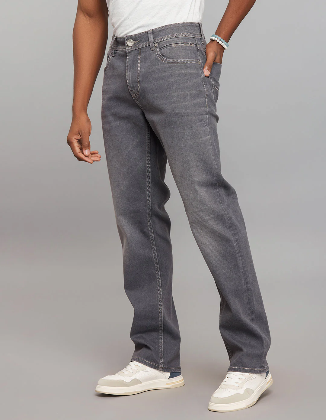 Grey Midrise, Comfort And Straight Fit Stretch Jeans - Image 3