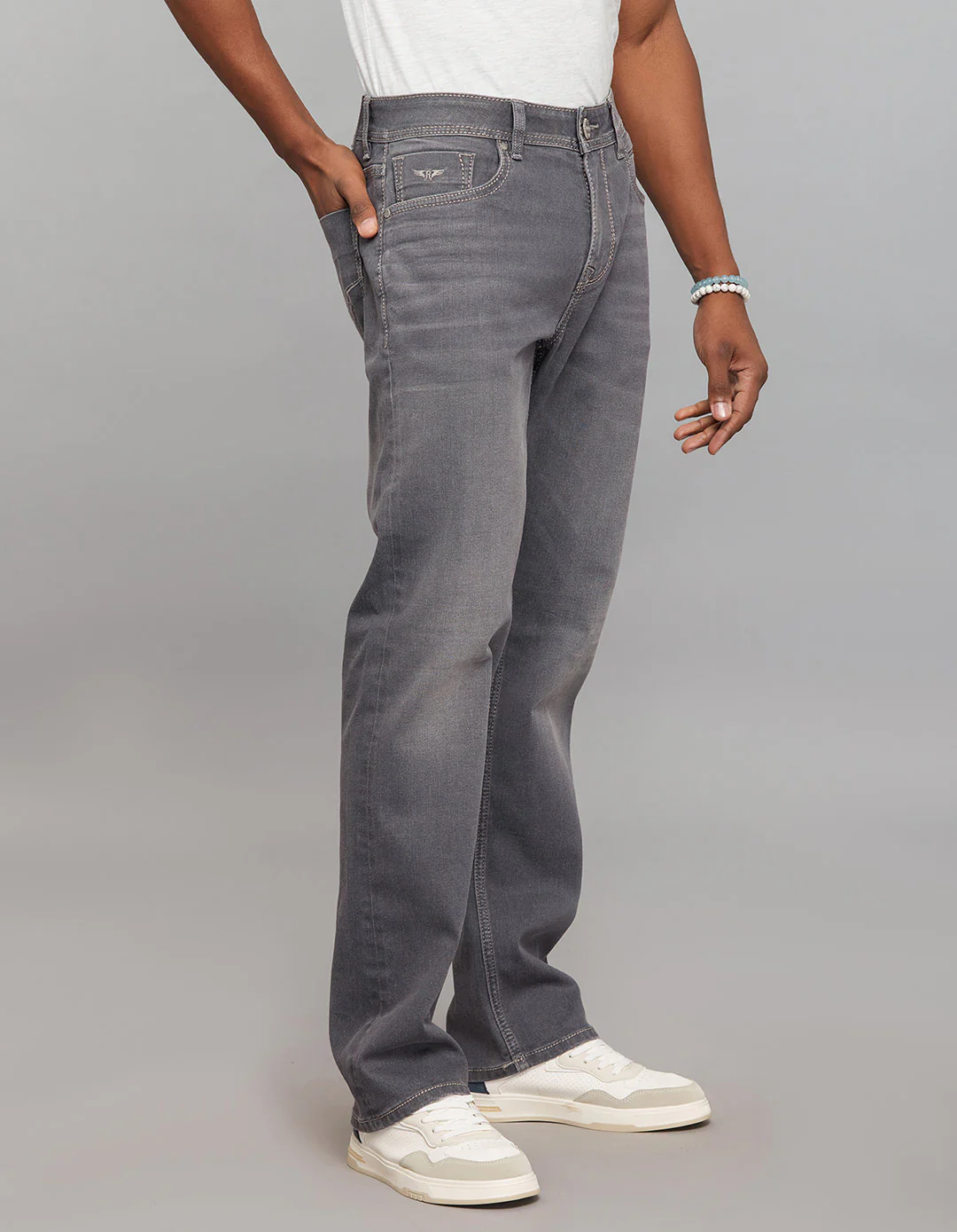 Grey Midrise, Comfort And Straight Fit Stretch Jeans - Image 4