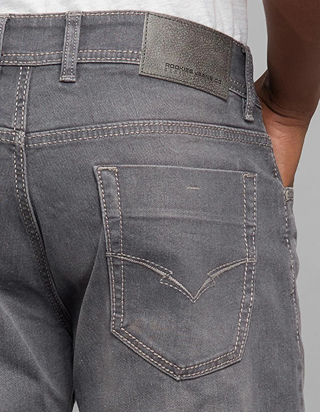 Grey Midrise, Comfort And Straight Fit Stretch Jeans - Image 6