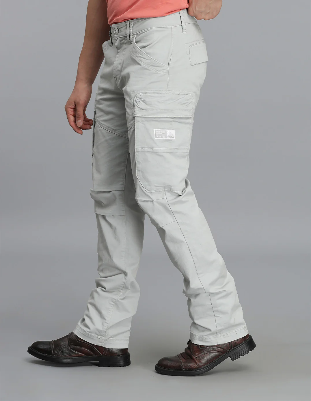 Grey Regular Fit Cargo Pant - Image 3