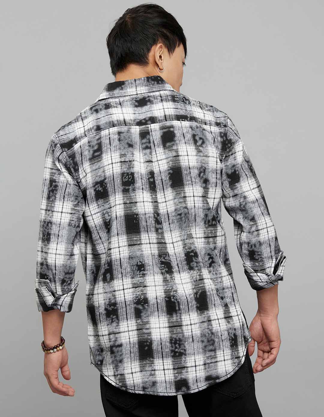 Grey White Full Sleeves Check Shirt - Image 7
