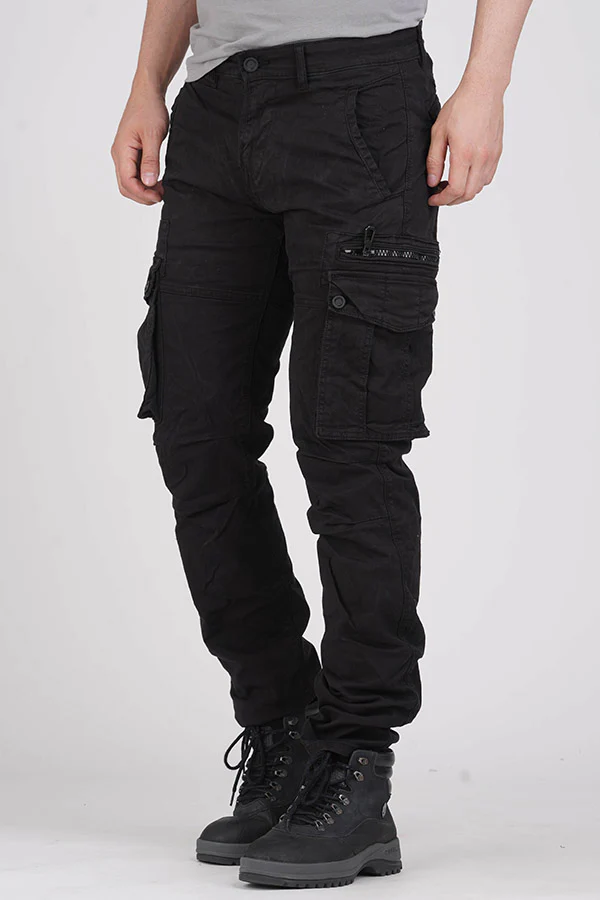 Jet Black Regular Fit Cargo Pant - Image 3