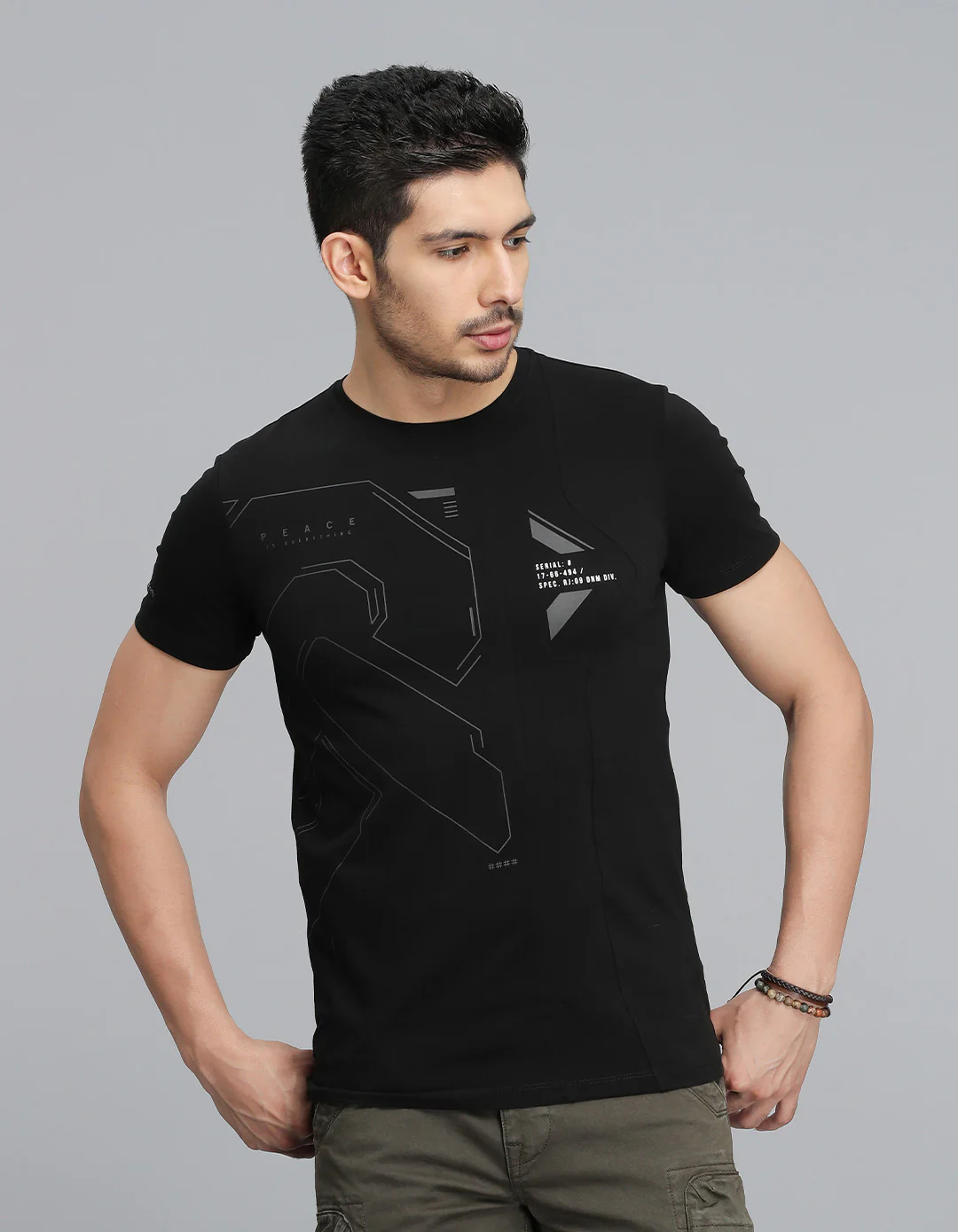 Jet Black Half Sleeves Round Neck Tee