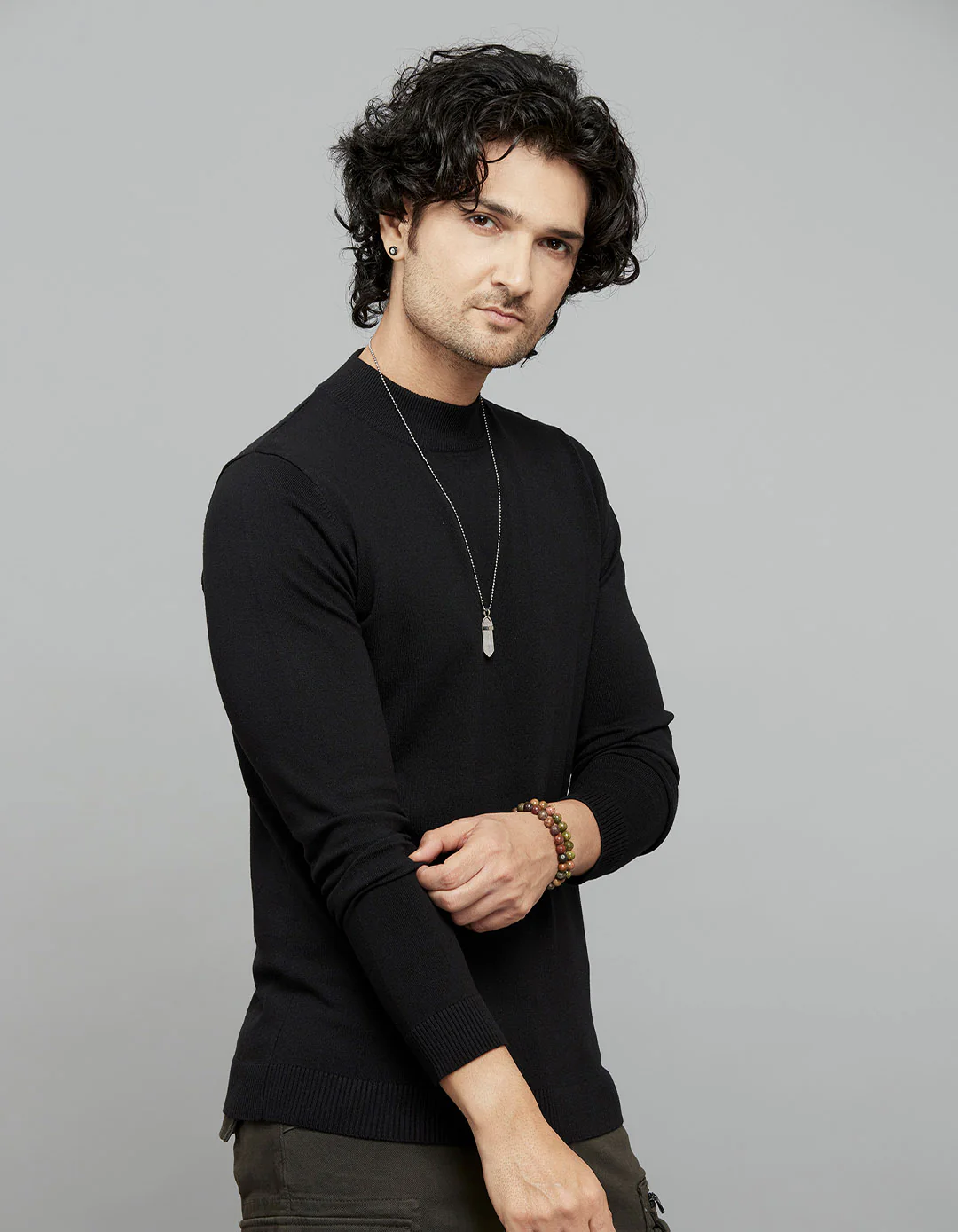 Jet Black Round Neck Full Sleeves Flatknit - Image 5