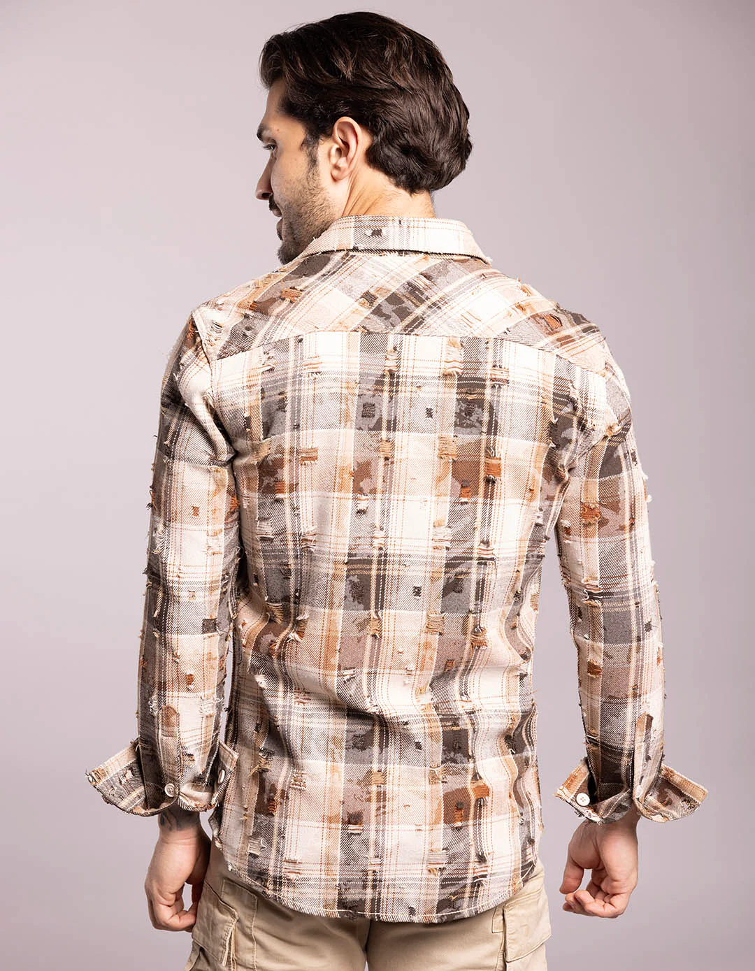 Khaki Full Sleeves Check Shirt - Image 5