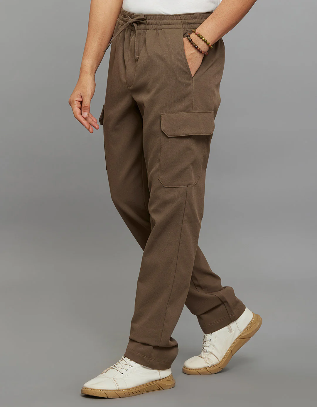 Khaki Comfort Straight Fit Athliesure Cargo Pants - Image 3