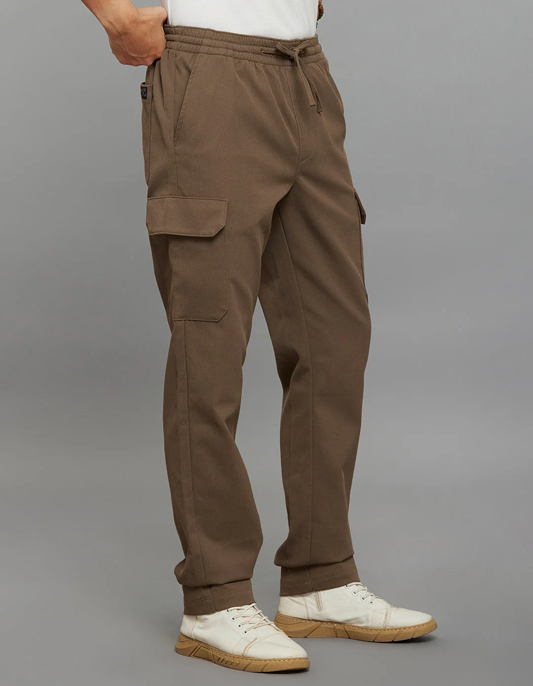 Khaki Comfort Straight Fit Athliesure Cargo Pants - Image 4