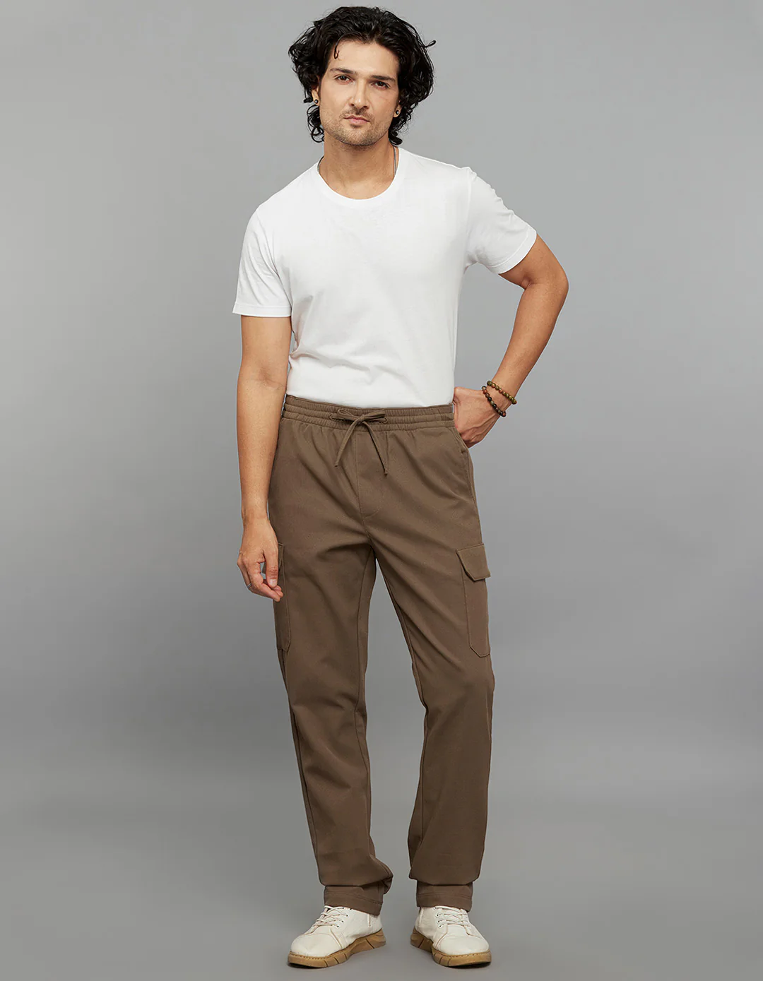 Khaki Comfort Straight Fit Athliesure Cargo Pants - Image 7