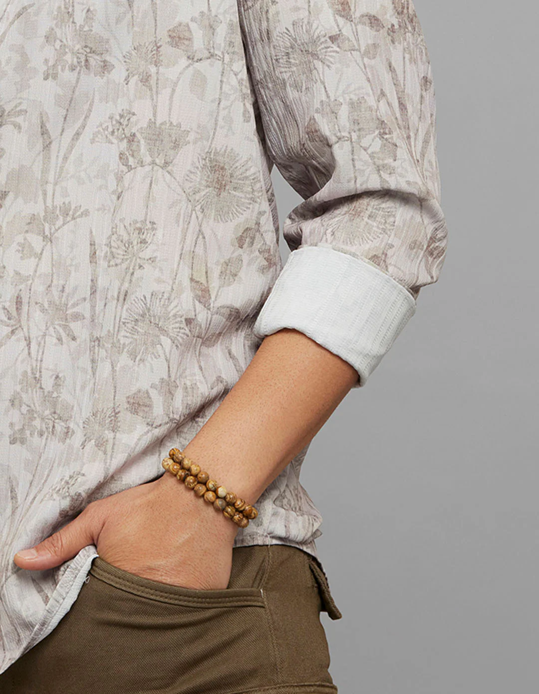 Khaki Full Sleeves Printed Shirt - Image 7